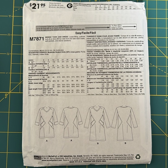 McCall Sewing Pattern - Top M7871 - Picture 2 of 8